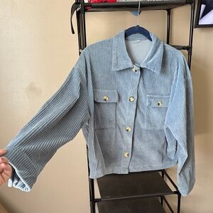 Women's Corduroy Button-Front Jacket in Light Blue